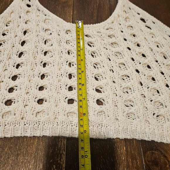 Women's Cotton Candy White Crochet Knit CroppedTank Top M/L - Picture 8 of 8